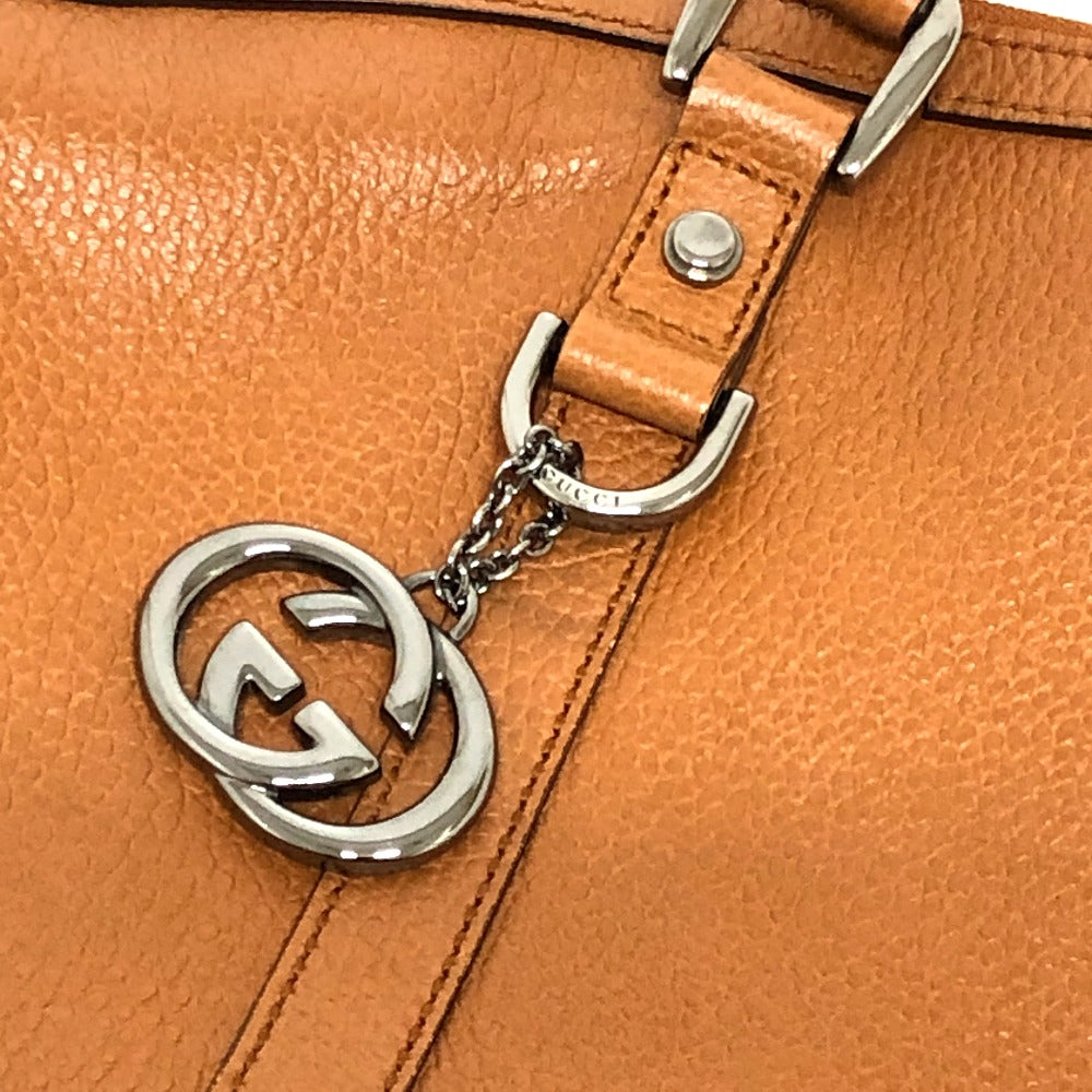 GUCCI Handbag 33955 leather Brown Interlocking G charm Women Used