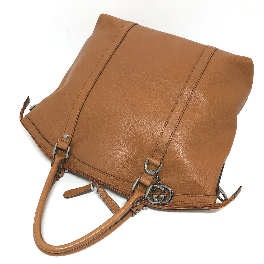 GUCCI Handbag 33955 leather Brown Interlocking G charm Women Used