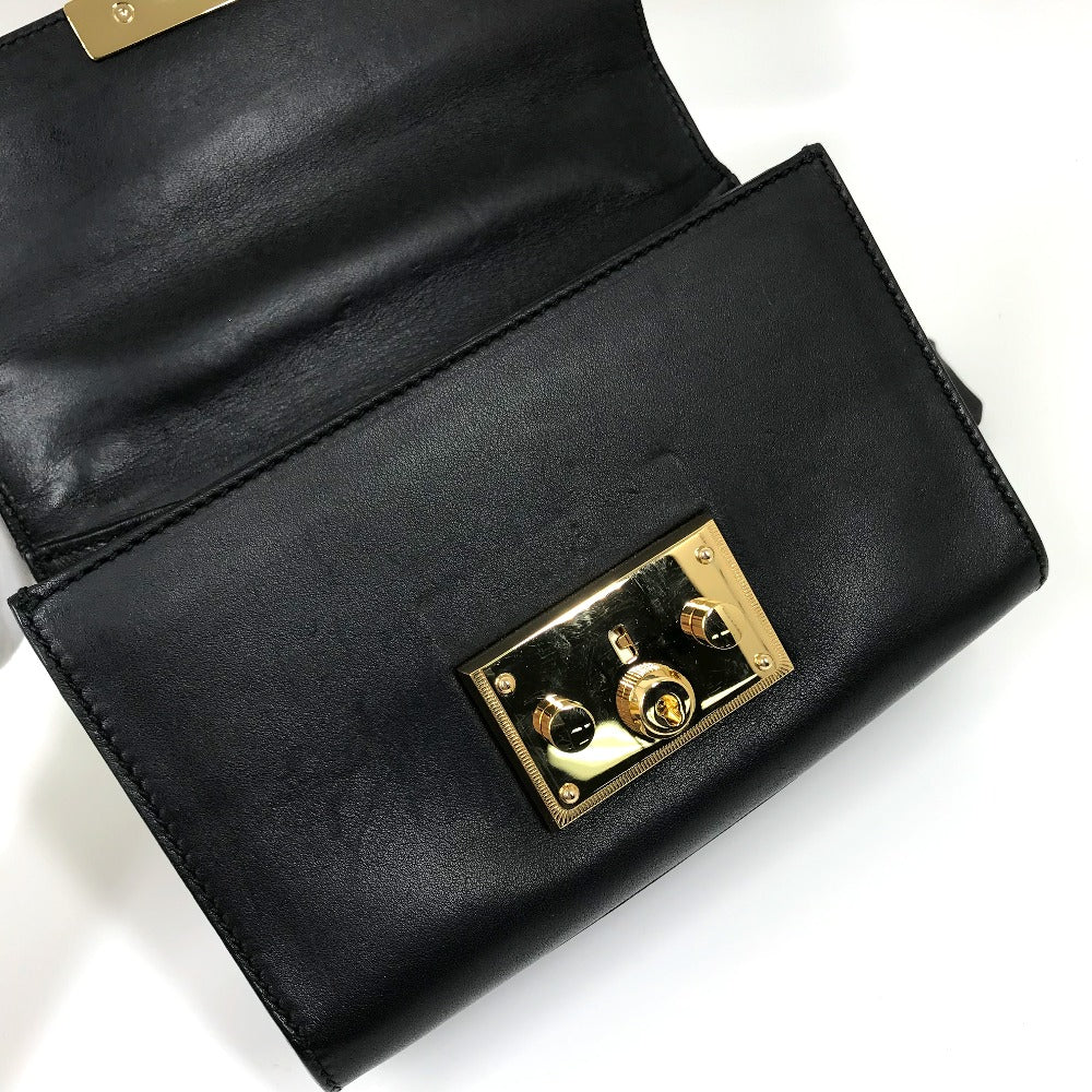 GUCCI Shoulder Bag 409487 leather black Small Padlock Chain Women Used