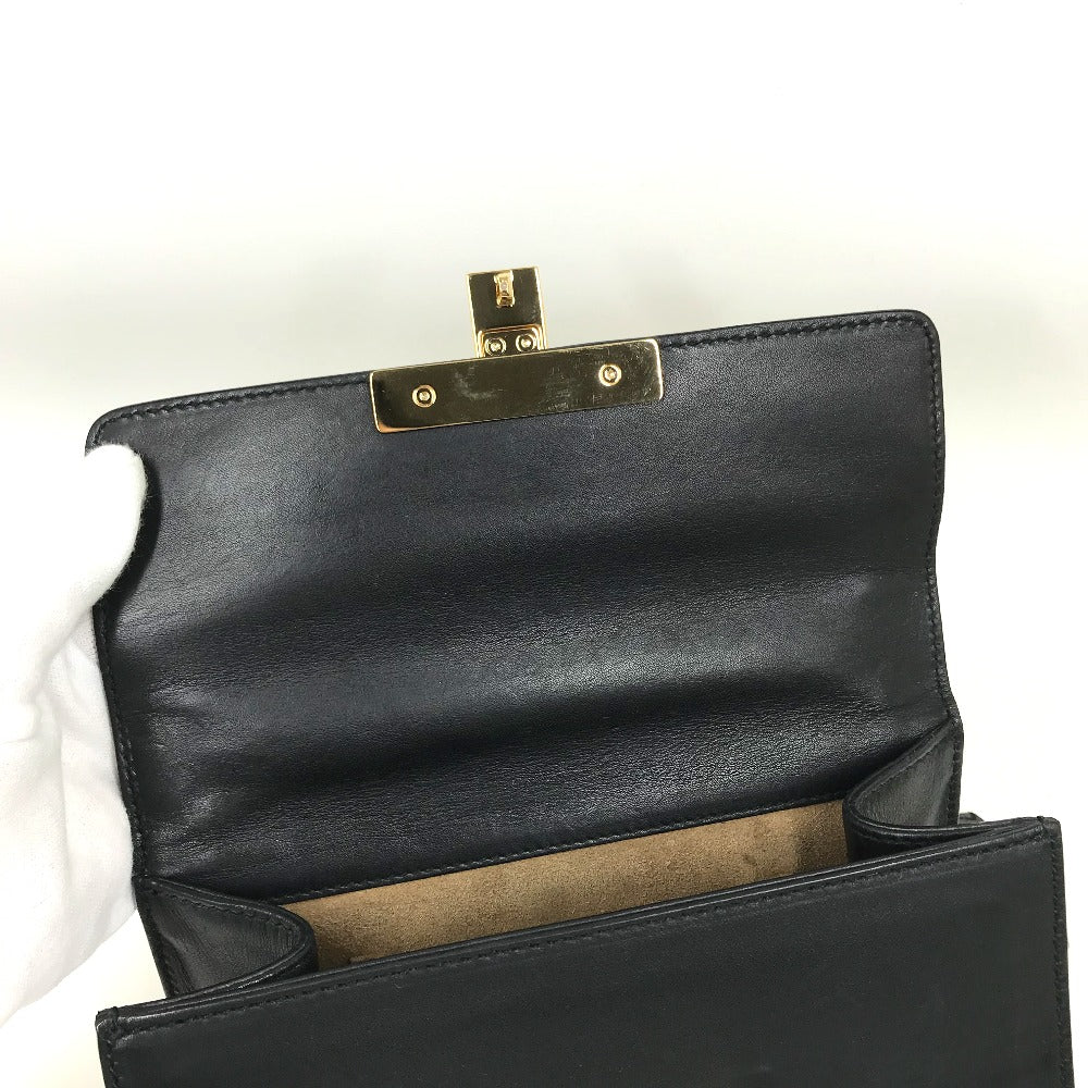 GUCCI Shoulder Bag 409487 leather black Small Padlock Chain Women Used