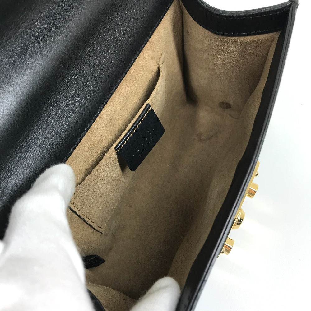 GUCCI Shoulder Bag 409487 leather black Small Padlock Chain Women Used