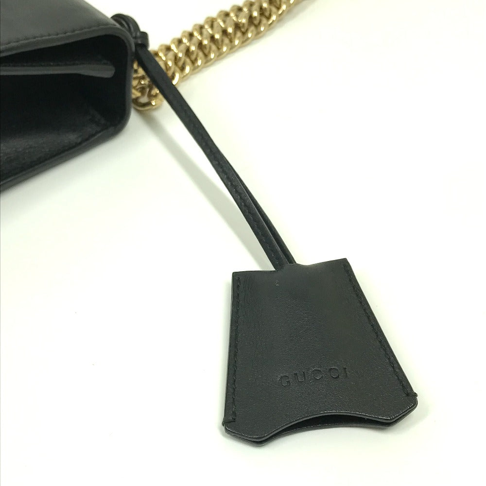 GUCCI Shoulder Bag 409487 leather black Small Padlock Chain Women Used