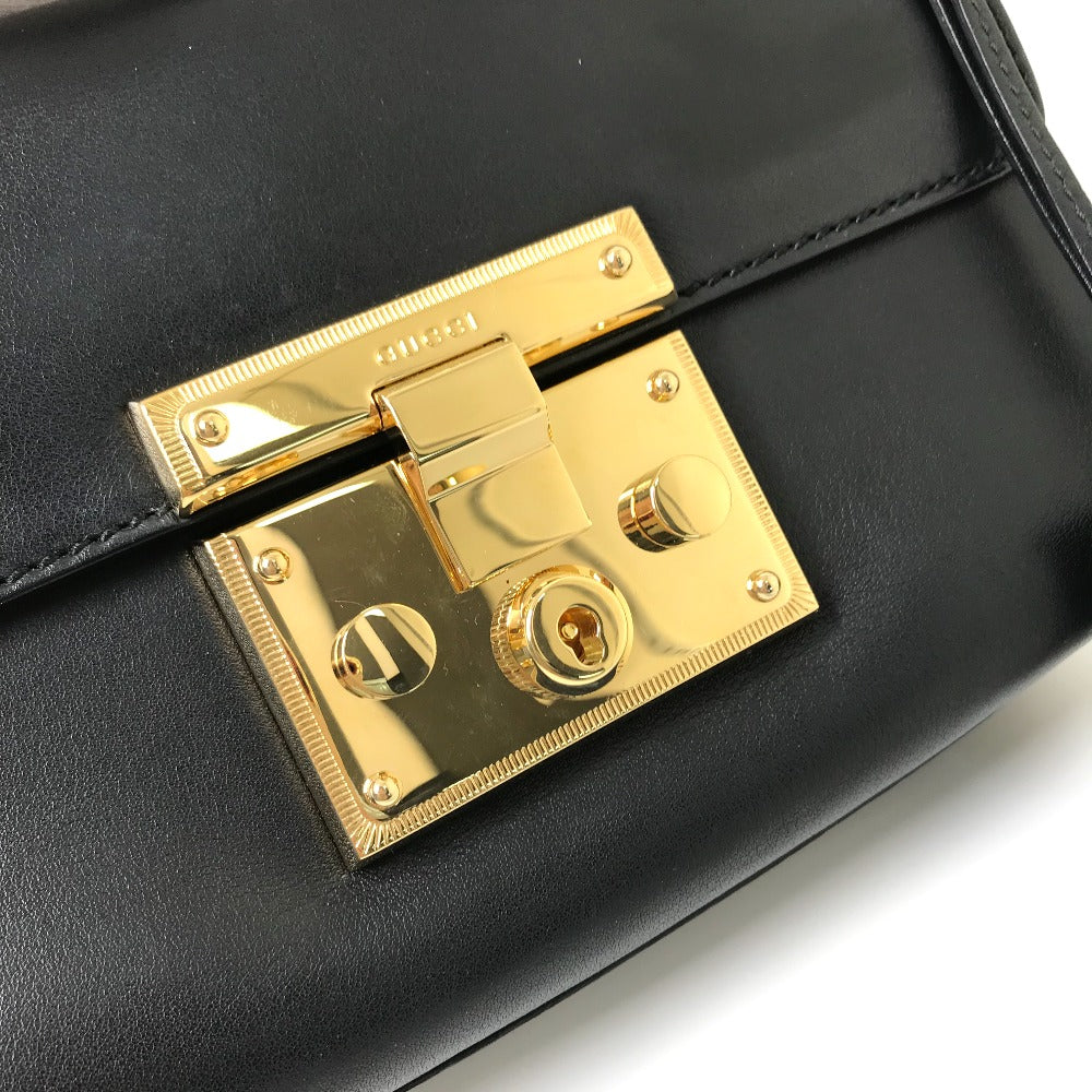 GUCCI Shoulder Bag 409487 leather black Small Padlock Chain Women Used