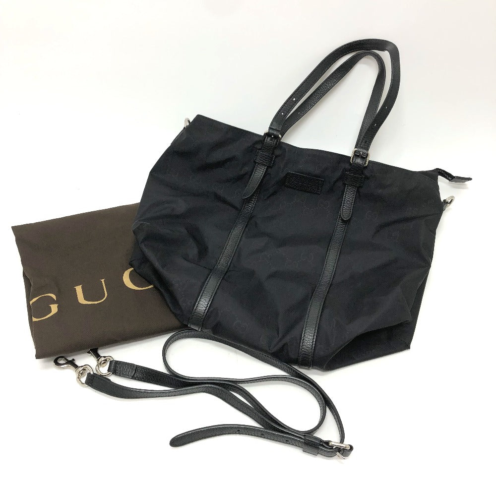 GUCCI Tote Bag 510332 Nylon / leather black GG Guccisima mens Used