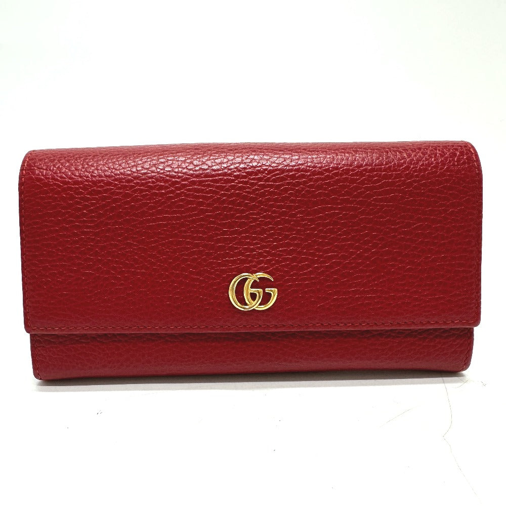 GUCCI Long Wallet Purse 456116 leather Red FF Marmont Women Used