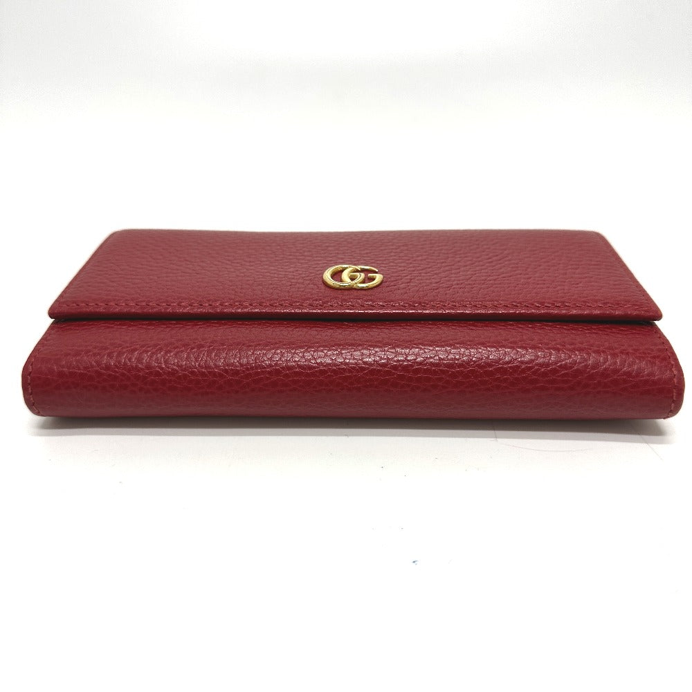 GUCCI Long Wallet Purse 456116 leather Red FF Marmont Women Used