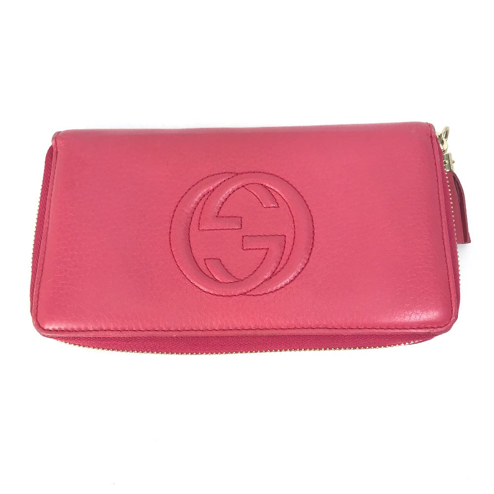 GUCCI Long Wallet Purse 308280 leather Red Interlocking G Women Used