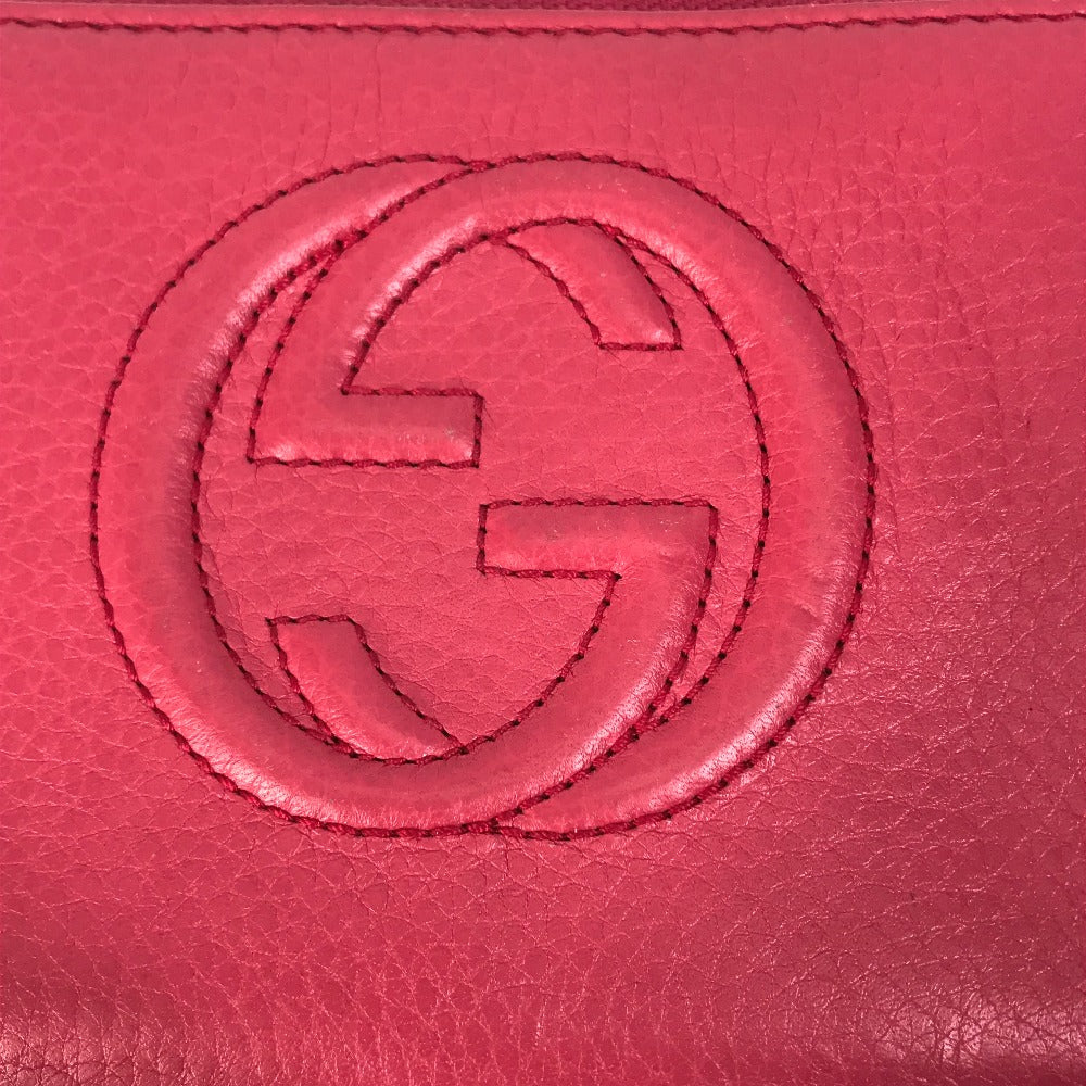 GUCCI Long Wallet Purse 308280 leather Red Interlocking G Women Used