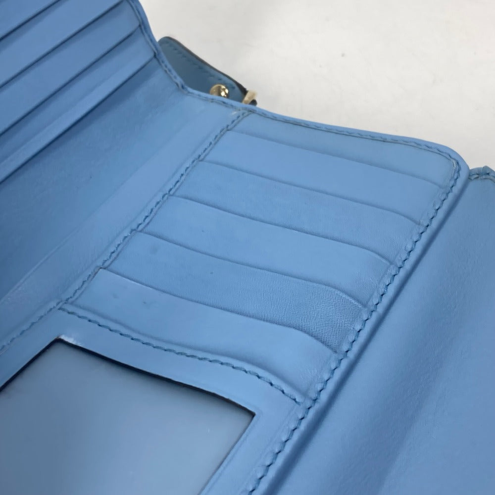GUCCI Long Wallet Purse 449364 leather Light blue Micro Guccisima Women Used