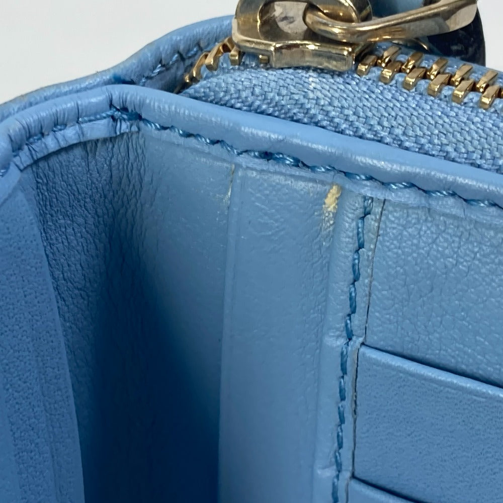 GUCCI Long Wallet Purse 449364 leather Light blue Micro Guccisima Women Used