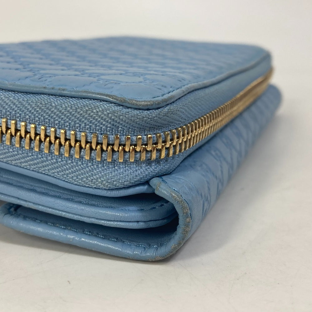 GUCCI Long Wallet Purse 449364 leather Light blue Micro Guccisima Women Used