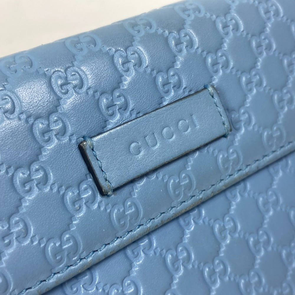 GUCCI Long Wallet Purse 449364 leather Light blue Micro Guccisima Women Used