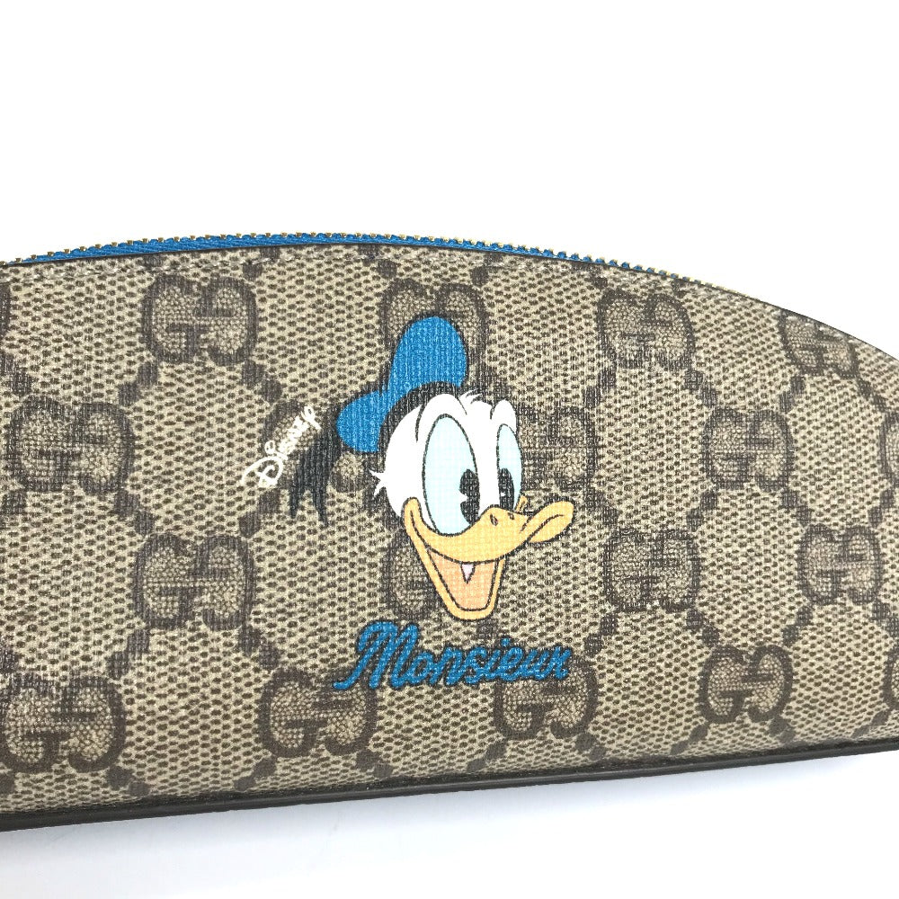 GUCCI pencil case 662129 GG Supreme canvas, leather blue Disney collaboration DISNEY Donald duck Women Used