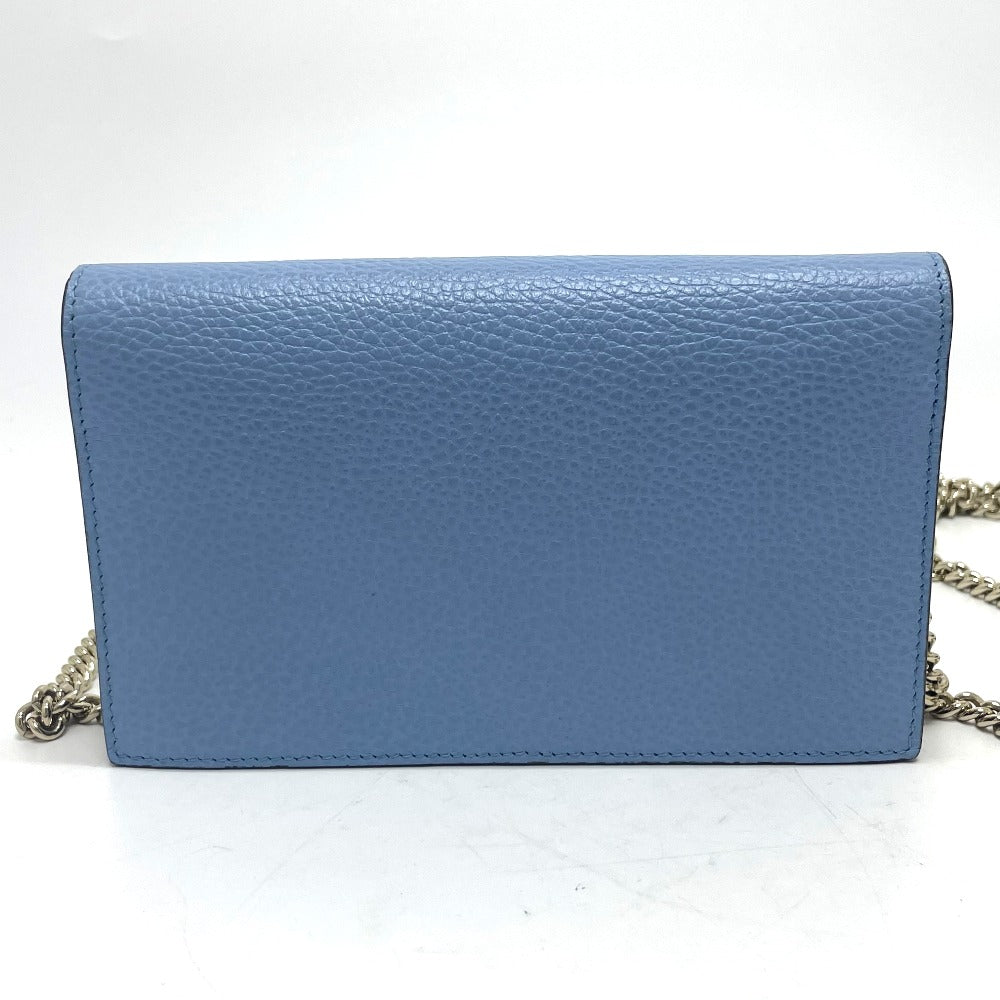 GUCCI Long Wallet Purse 466506 leather blue logo Chain wallet Women Used