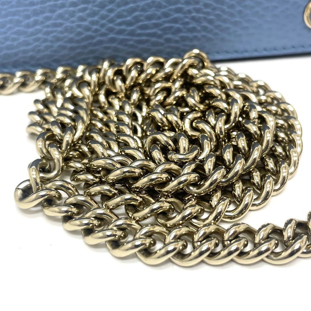 GUCCI Long Wallet Purse 466506 leather blue logo Chain wallet Women Used