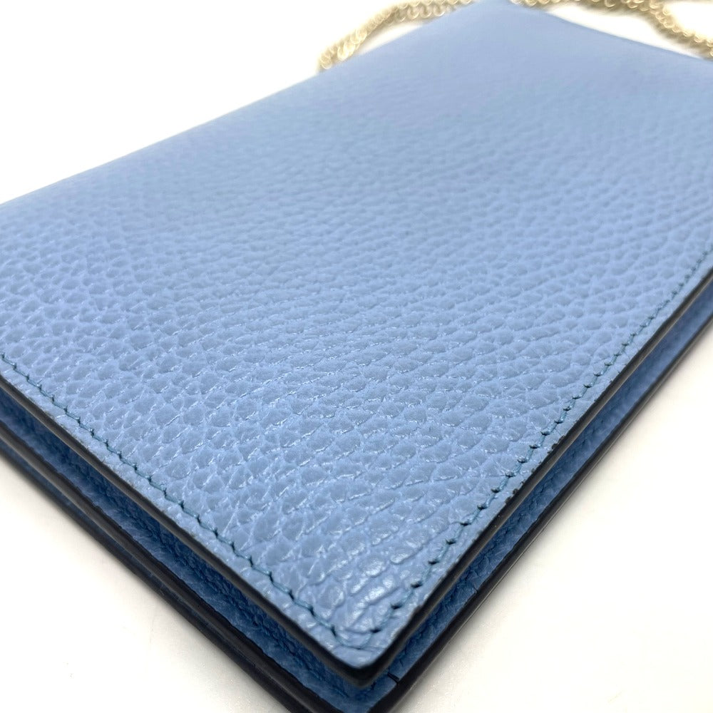 GUCCI Long Wallet Purse 466506 leather blue logo Chain wallet Women Used