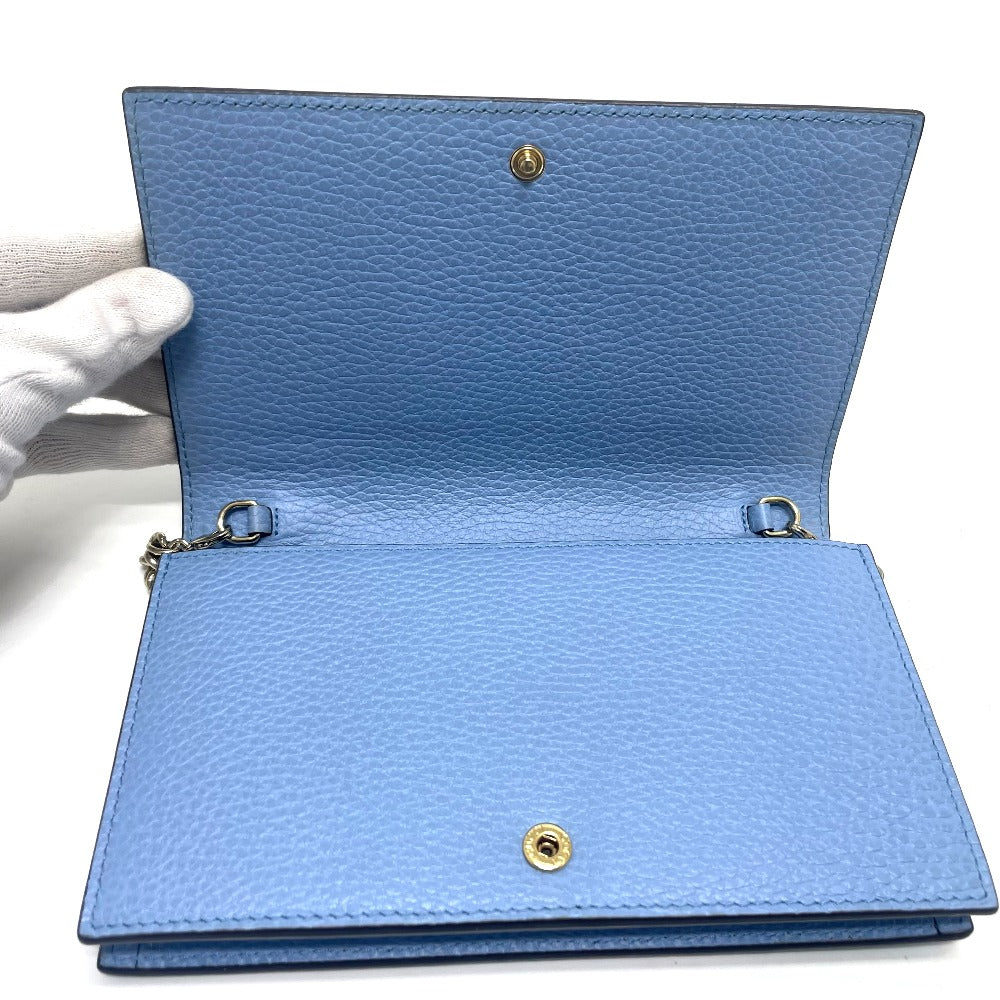 GUCCI Long Wallet Purse 466506 leather blue logo Chain wallet Women Used