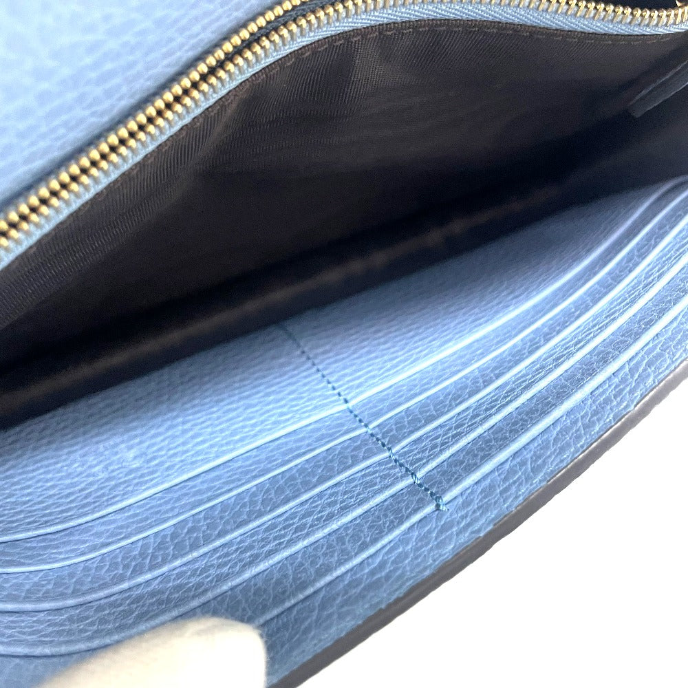 GUCCI Long Wallet Purse 466506 leather blue logo Chain wallet Women Used
