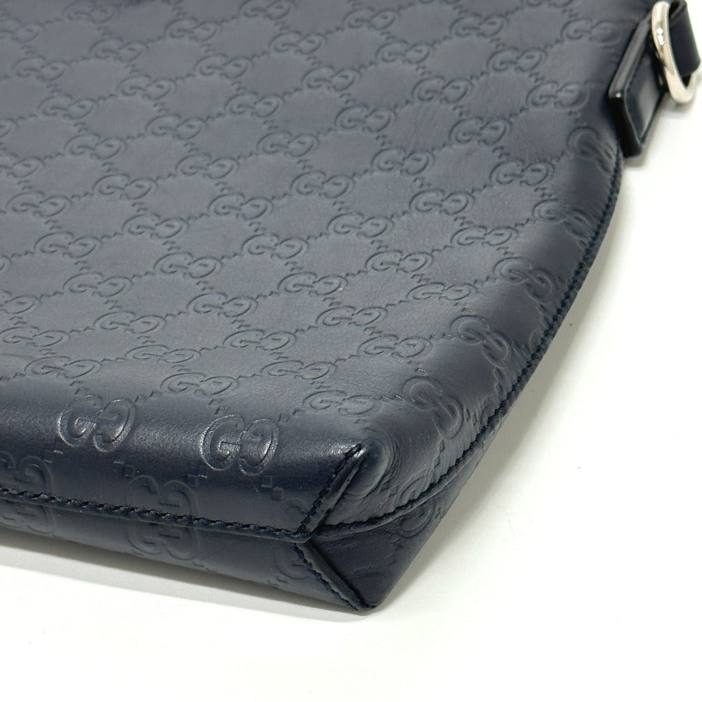 GUCCI Shoulder Bag 473882 leather Navy Guccisima GG mens Secondhand
