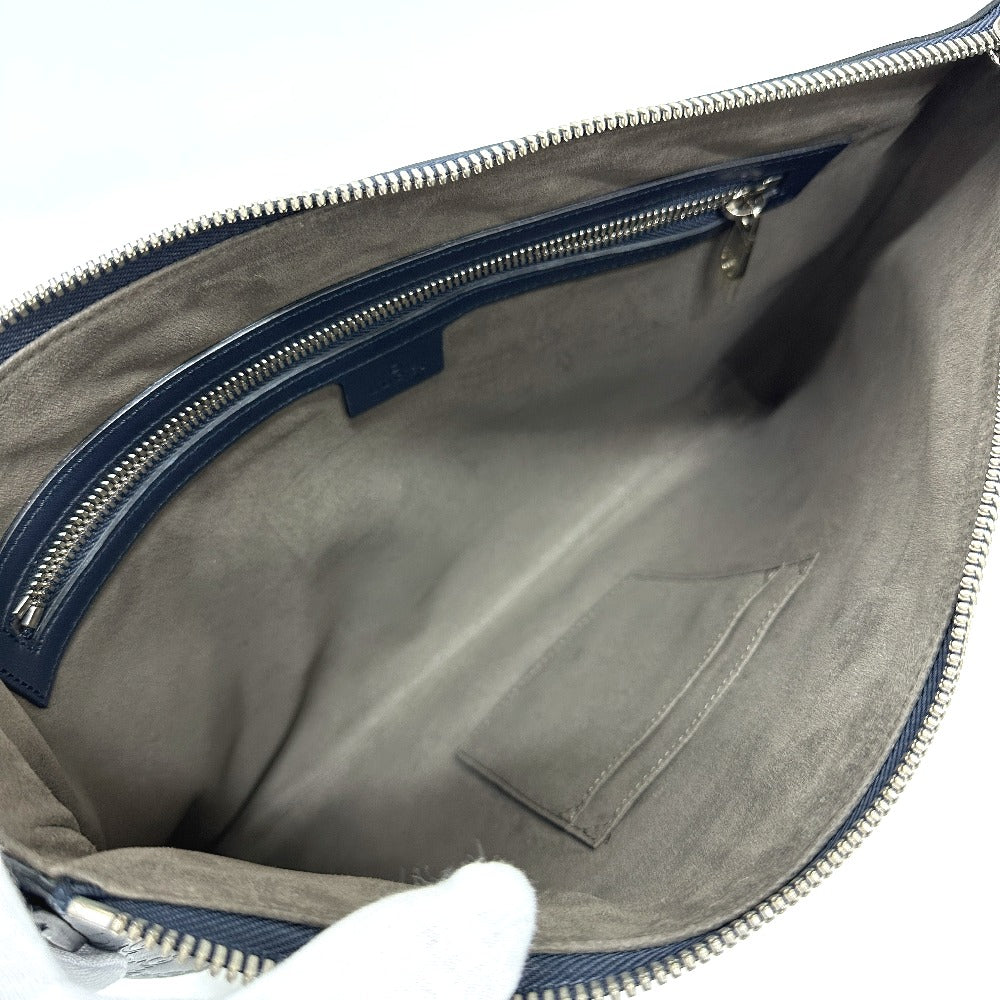 GUCCI Shoulder Bag 473882 leather Navy Guccisima GG mens Secondhand