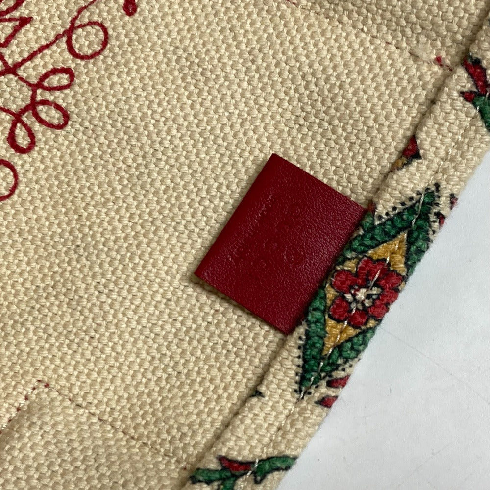 GUCCI Tote Bag canvas beige GARDEN Women Used