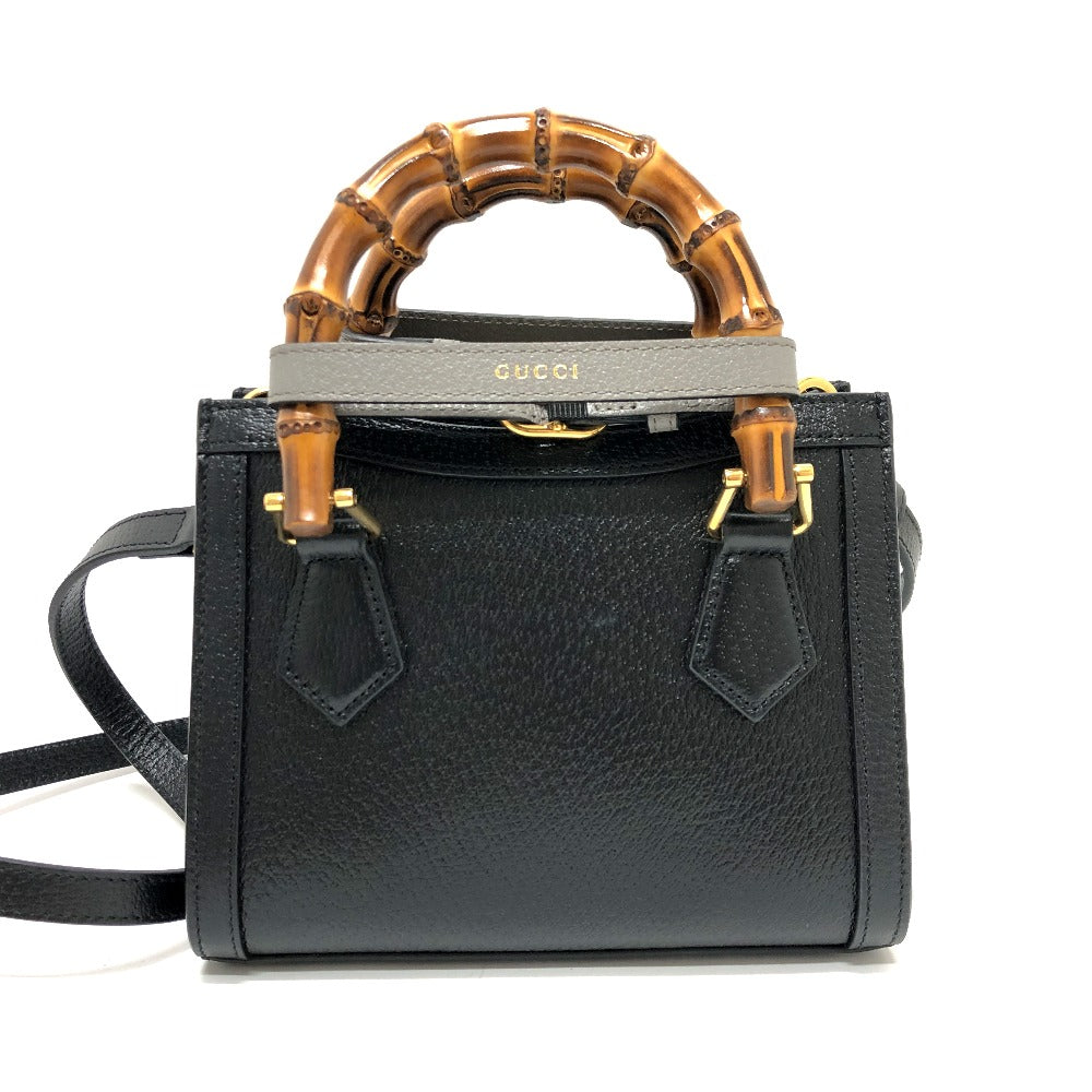 GUCCI Handbag 655661 leather black Diana Mini Bamboo Women Used