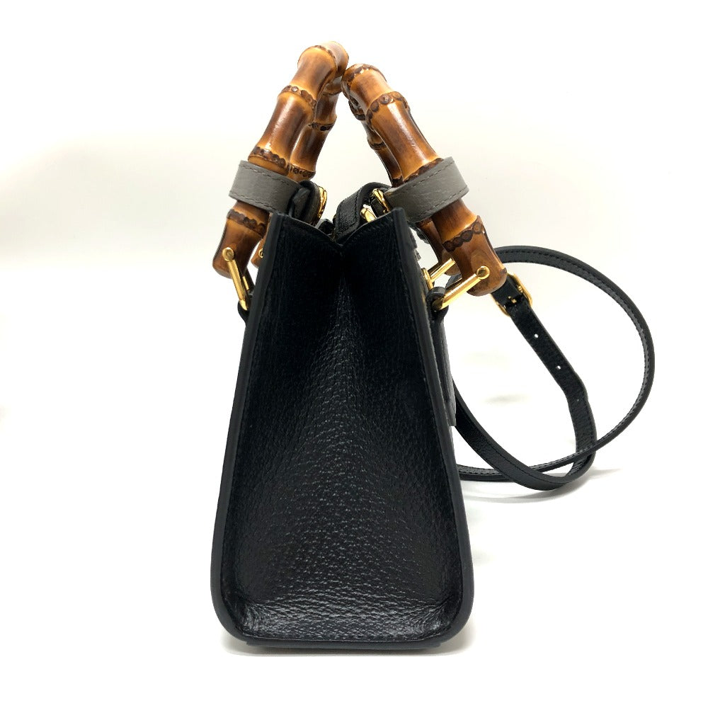 GUCCI Handbag 655661 leather black Diana Mini Bamboo Women Used