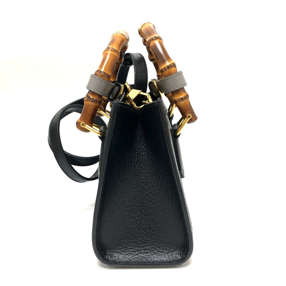 GUCCI Handbag 655661 leather black Diana Mini Bamboo Women Used