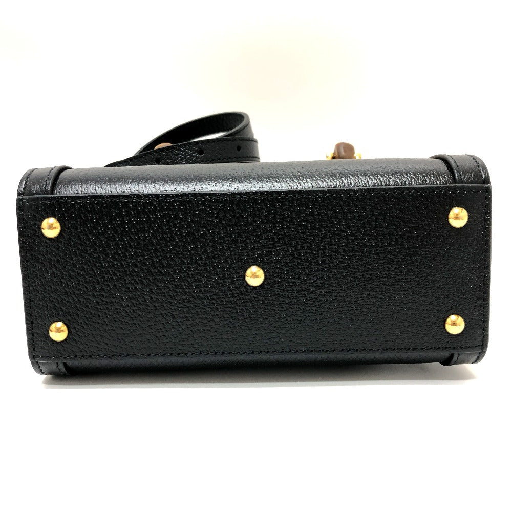 GUCCI Handbag 655661 leather black Diana Mini Bamboo Women Used