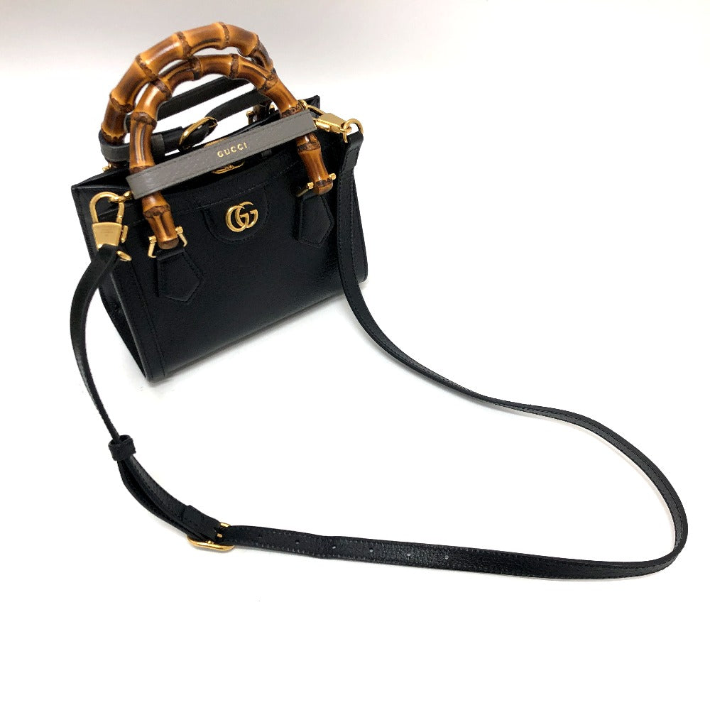 GUCCI Handbag 655661 leather black Diana Mini Bamboo Women Used