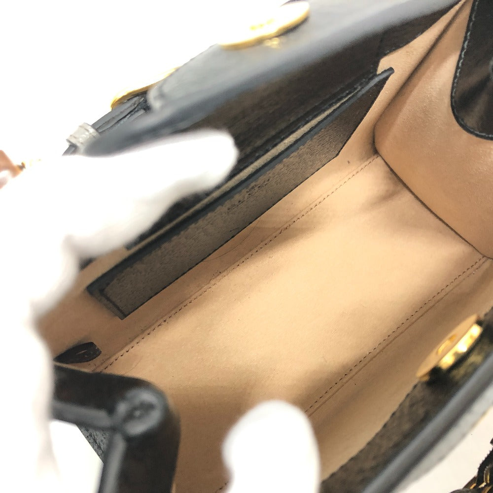 GUCCI Handbag 655661 leather black Diana Mini Bamboo Women Used