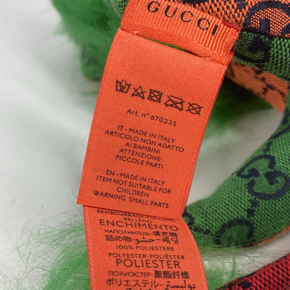 GUCCI Plush Doll 670235 GG canvas green GG Decorative Lion Women Used