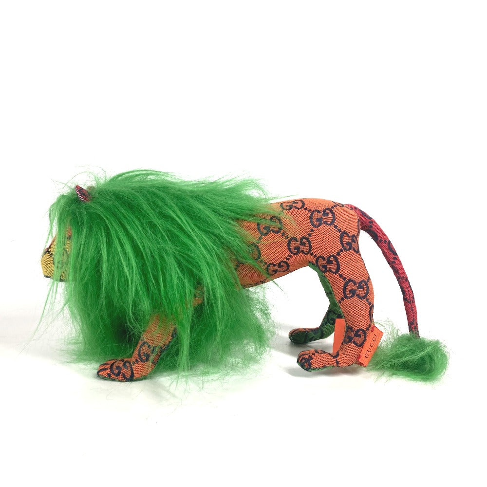 GUCCI Plush Doll 670235 GG canvas green GG Decorative Lion Women Used