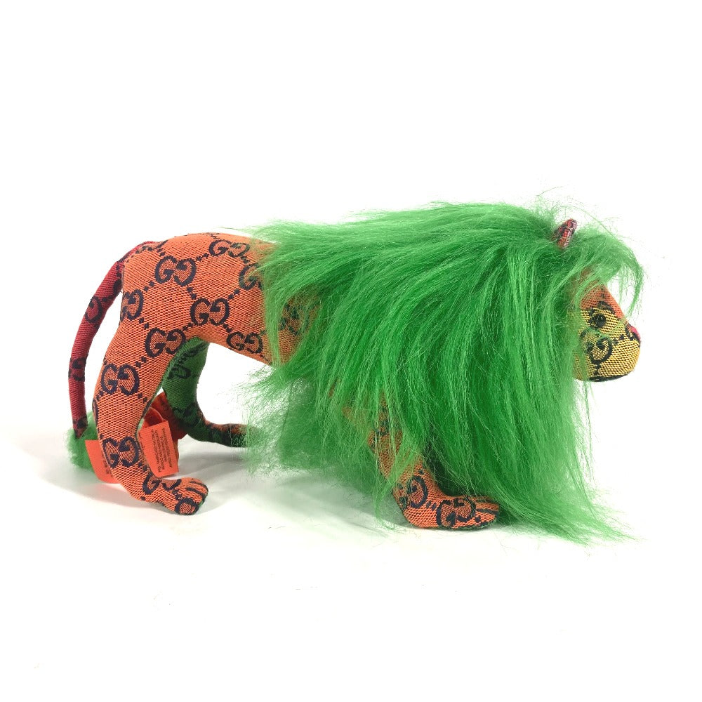 GUCCI Plush Doll 670235 GG canvas green GG Decorative Lion Women Used