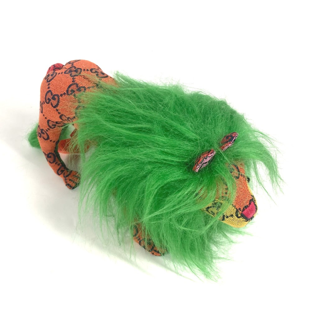GUCCI Plush Doll 670235 GG canvas green GG Decorative Lion Women Used