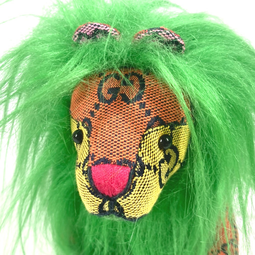 GUCCI Plush Doll 670235 GG canvas green GG Decorative Lion Women Used
