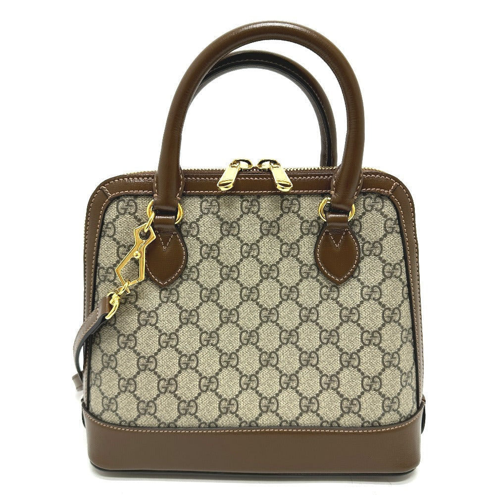 GUCCI Handbag 621220 GG Supreme Canvas Brown Horsebit Women Used
