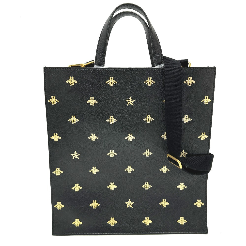 GUCCI Tote Bag 495444 leather black Bee & Star