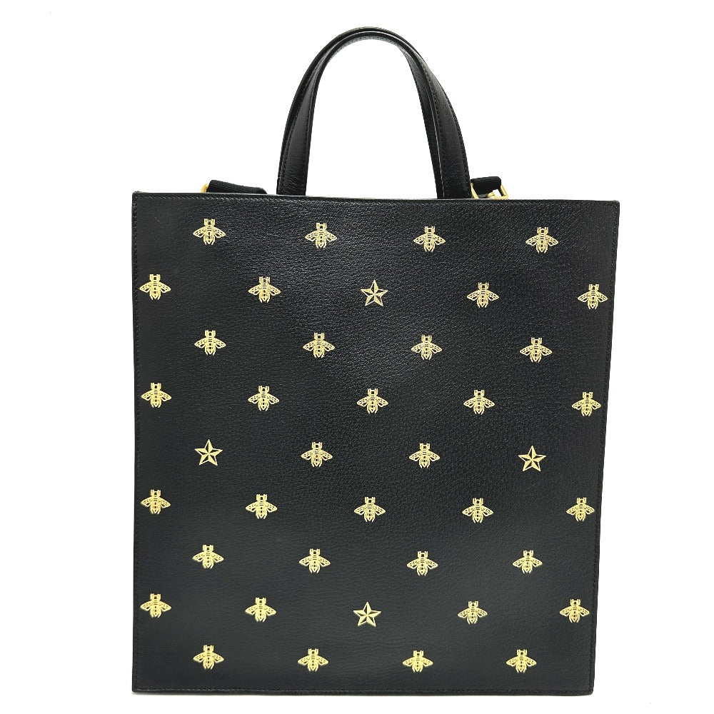 GUCCI Tote Bag 495444 leather black Bee & Star