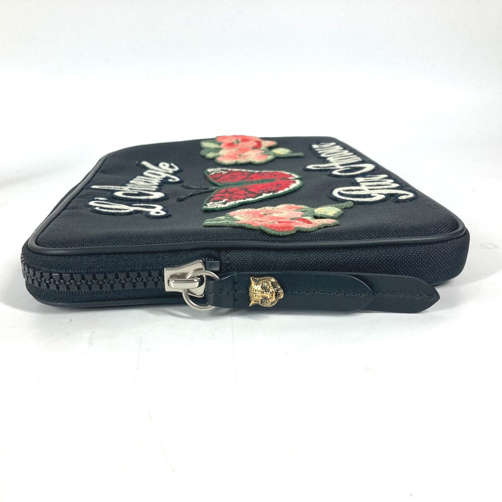 GUCCI Clutch bag 473883 Nylon black Flower Butterfly Butterfly Flower embroidery embroidery