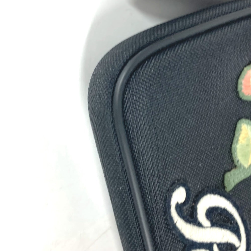 GUCCI Clutch bag 473883 Nylon black Flower Butterfly Butterfly Flower embroidery embroidery