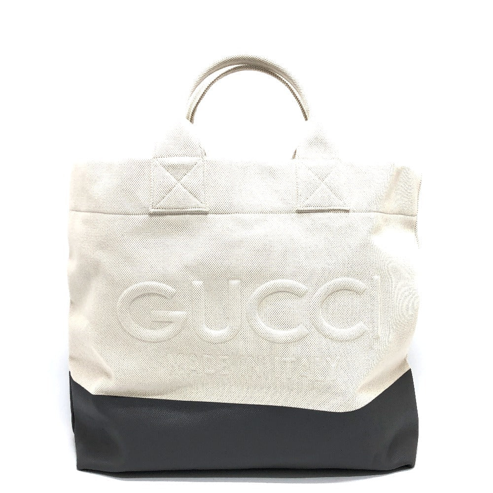 GUCCI Tote Bag 779510 canvas white Embossed logo canvas