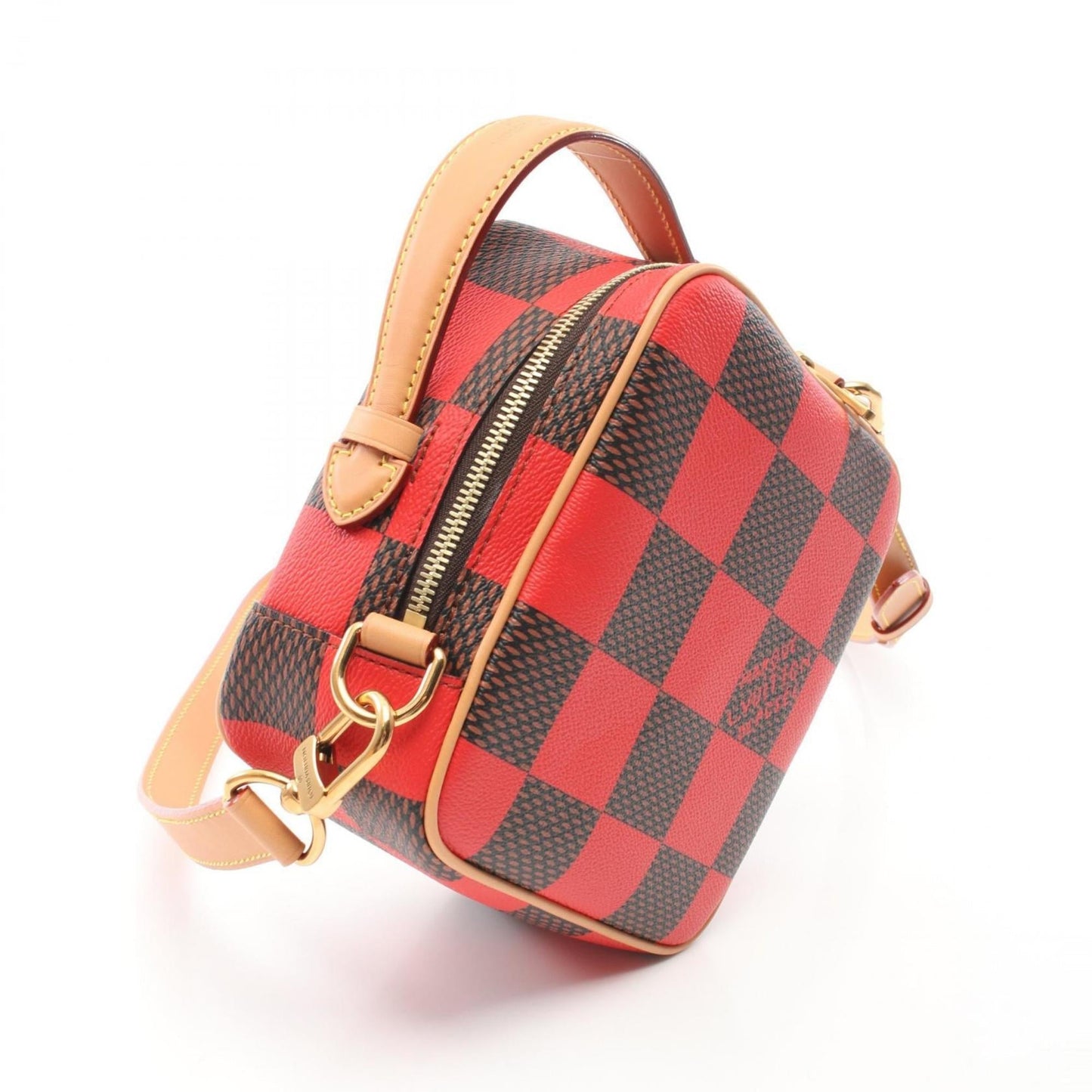Louis Vuitton    Color Rouge Coated Canvas Leather Handbag