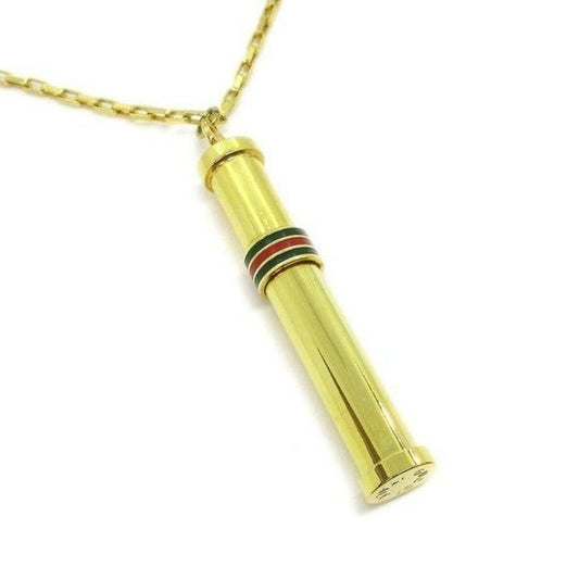 Gucci Gold Perfume Vial Pendant Striped Enamel