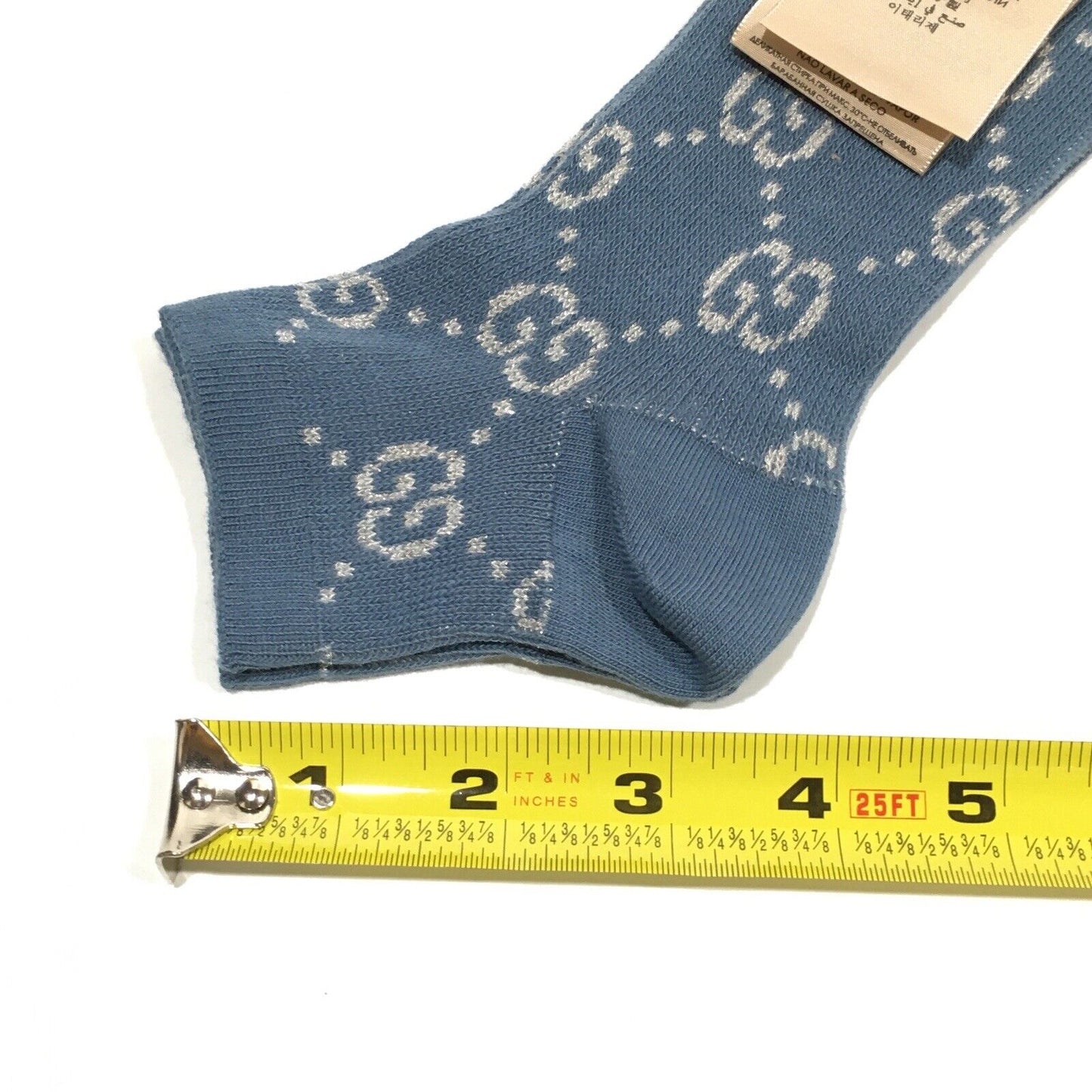 Gucci GG Monogram Lamé Ankle Socks in Periwinkle Blue