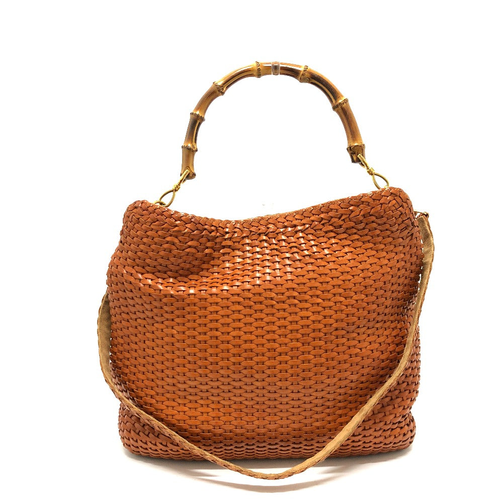 GUCCI Shoulder Bag Bamboo Brown Braided bamboo Women Used