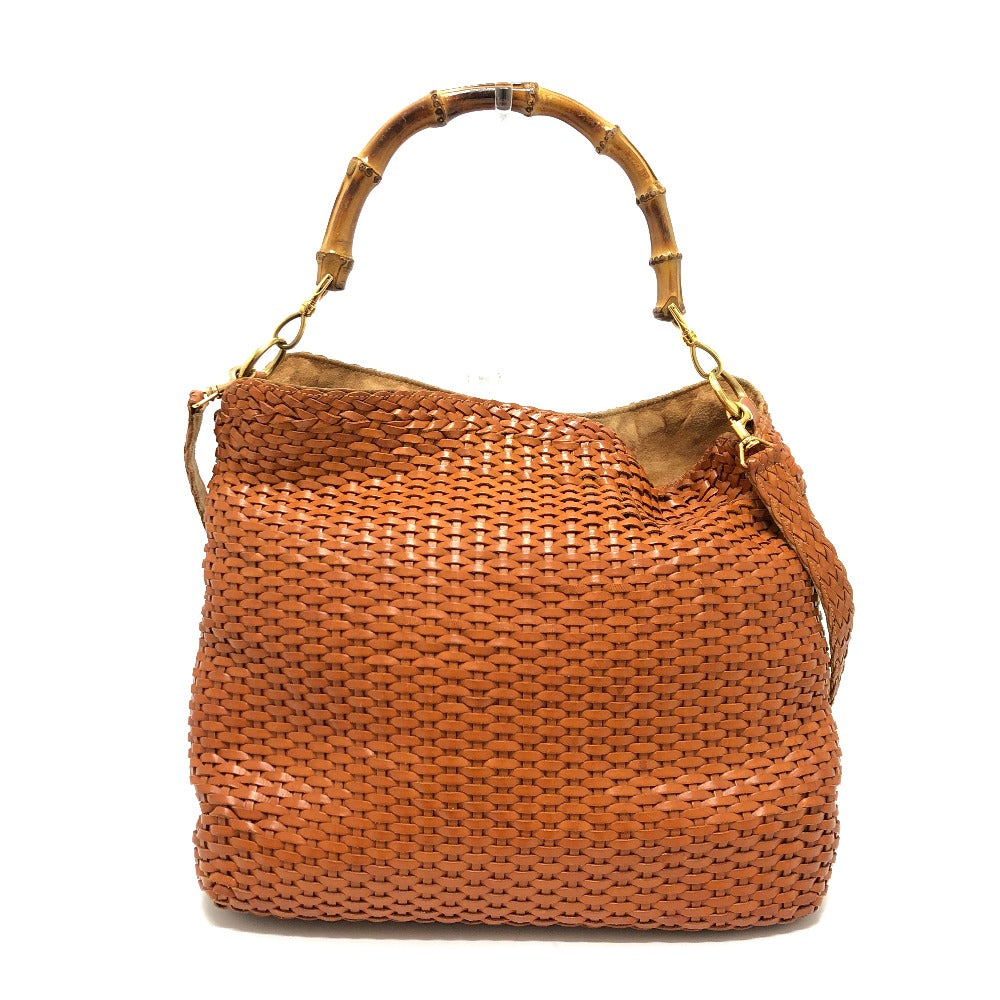 GUCCI Shoulder Bag Bamboo Brown Braided bamboo Women Used
