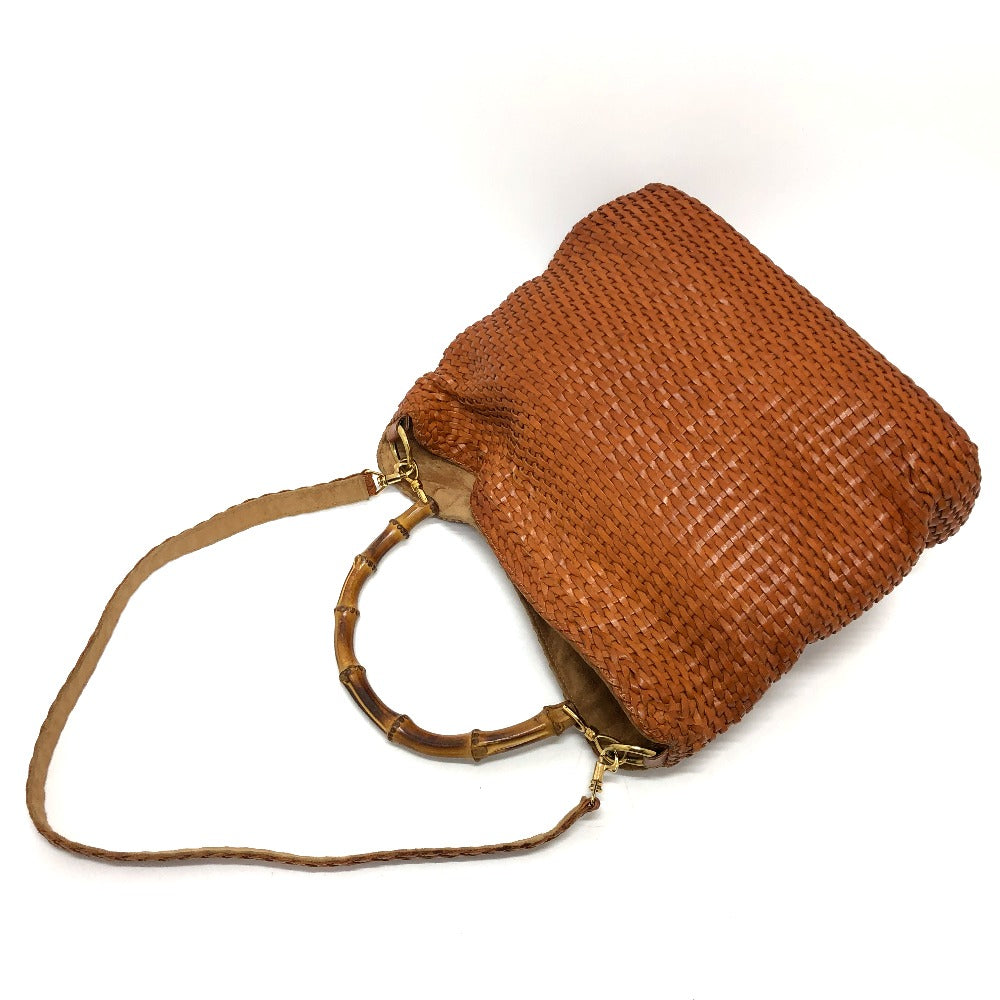 GUCCI Shoulder Bag Bamboo Brown Braided bamboo Women Used