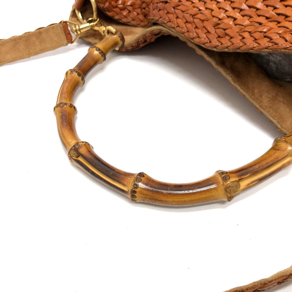 GUCCI Shoulder Bag Bamboo Brown Braided bamboo Women Used