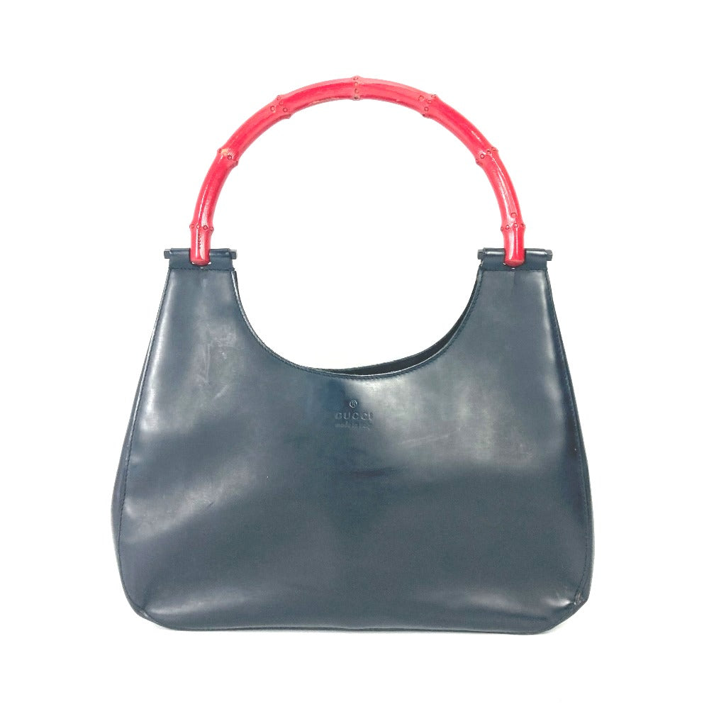 GUCCI Handbag 001 3789 leather black vintage Bamboo Women Used